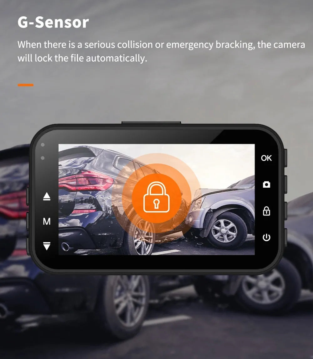 ThiEYE dual dash cam unit with 3-inch screen, rear waterproof camera, mounts, and installation accessories on a table.