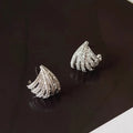Geometric zircon earrings with platinum colour finish and versatile line patterns in European and American style