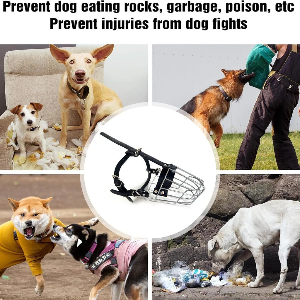 Black metal dog muzzle for a Golden Retriever or German Shepherd