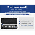 Cr-V chromium vanadium steel socket ratchet wrench set for home and auto repair in a case.