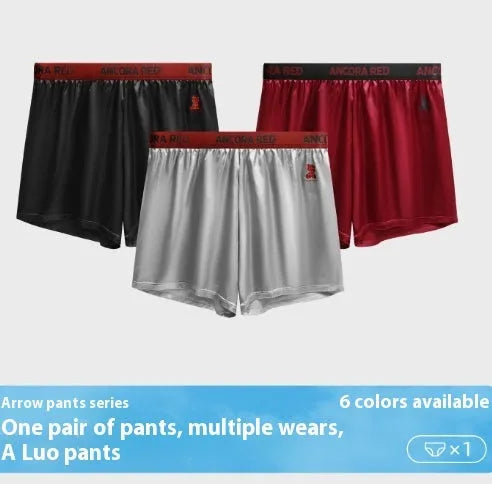Solid colour men's boxer briefs in polyester knit fabric showing mid-waist design