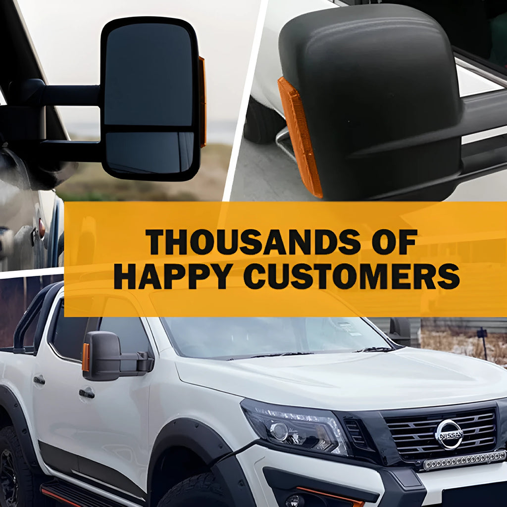 Black electric exterior rear view mirror with light for Nissan NP300 D23 2015 onward model