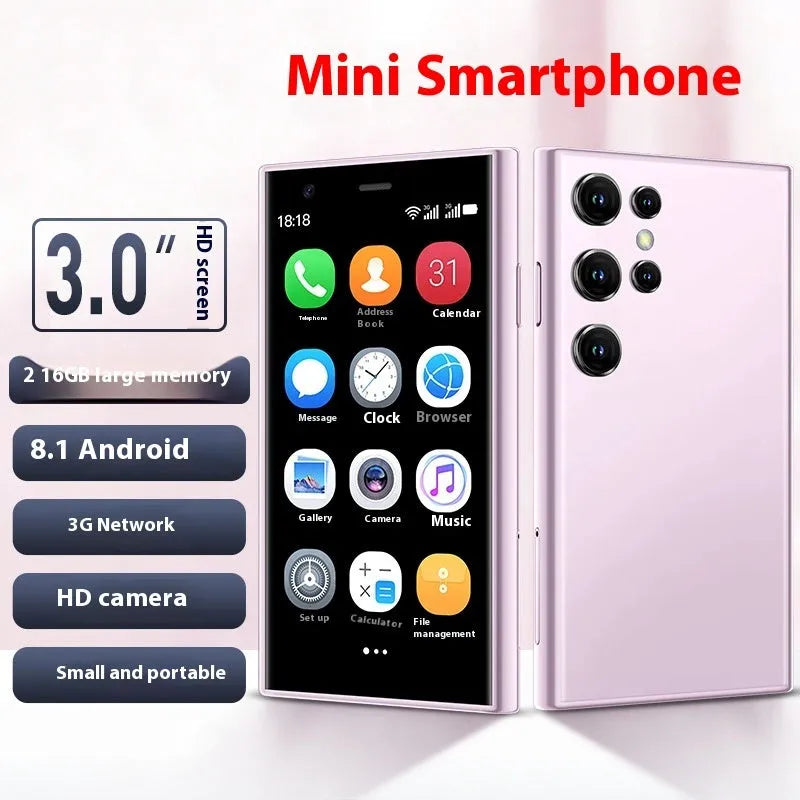 S23PRO XS15 mini smartphone in black, green or pink purple with 30cm screen and straight plate design