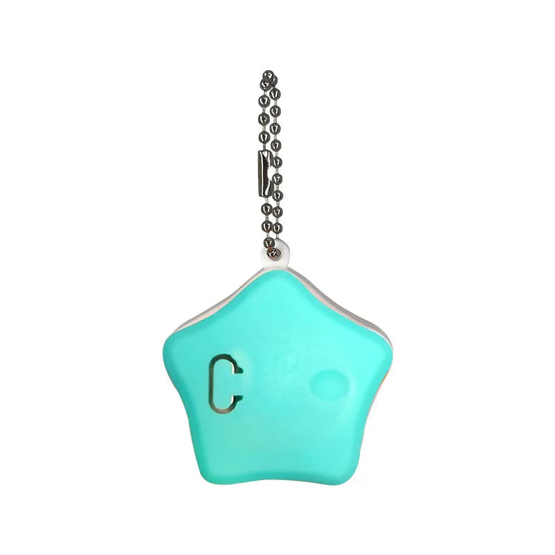 Blue rechargeable pendant light attached to dog collar with three lighting mode options