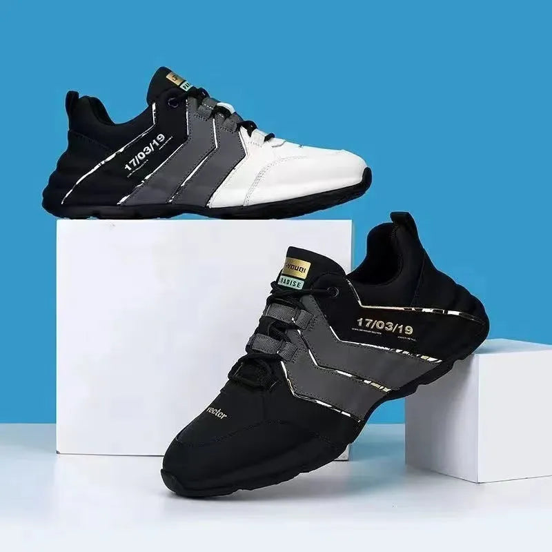 Casual sneakers with mesh lining and plastic soles in black and grey colour