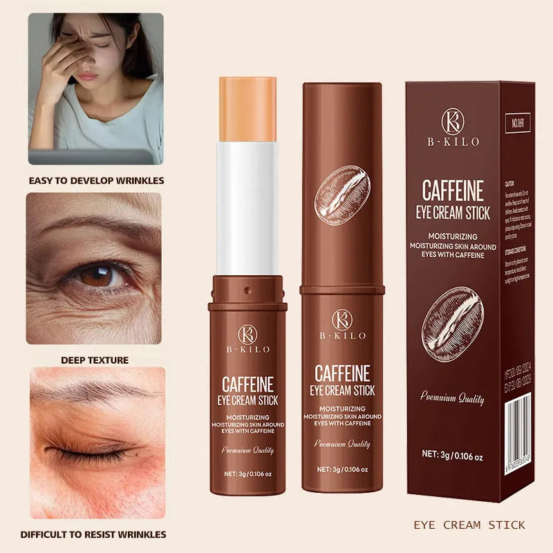 Caffeine eye cream stick in twist-up tube for dark circles and fine lines with 3g net content