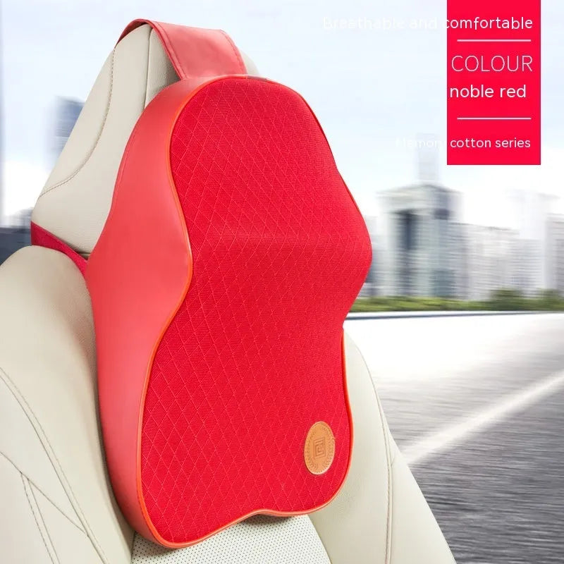Memory foam car headrest pillow and lumbar support set in black colour option