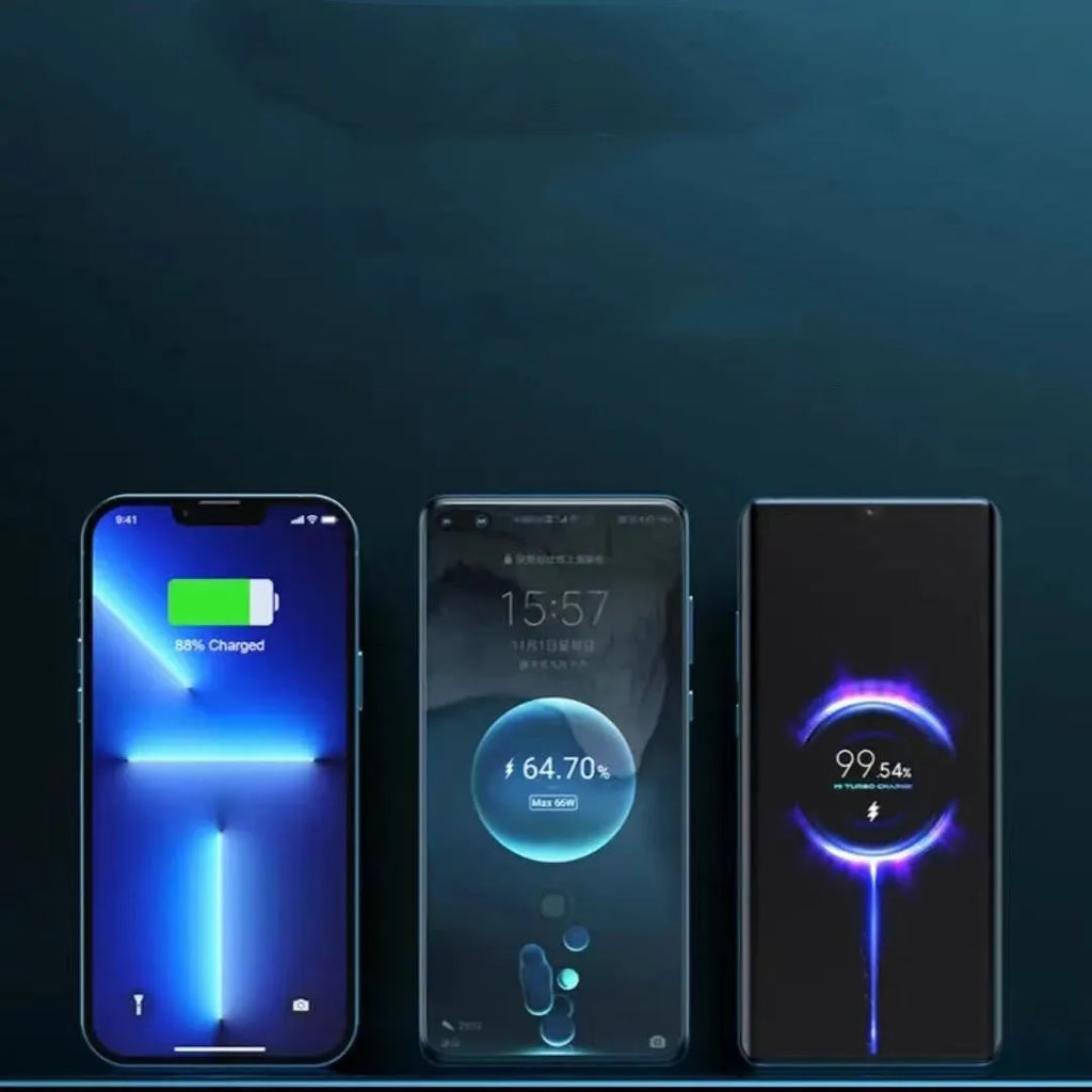 Transparent industrial power bank showing internal components with aluminium case and 10000mAh capacity