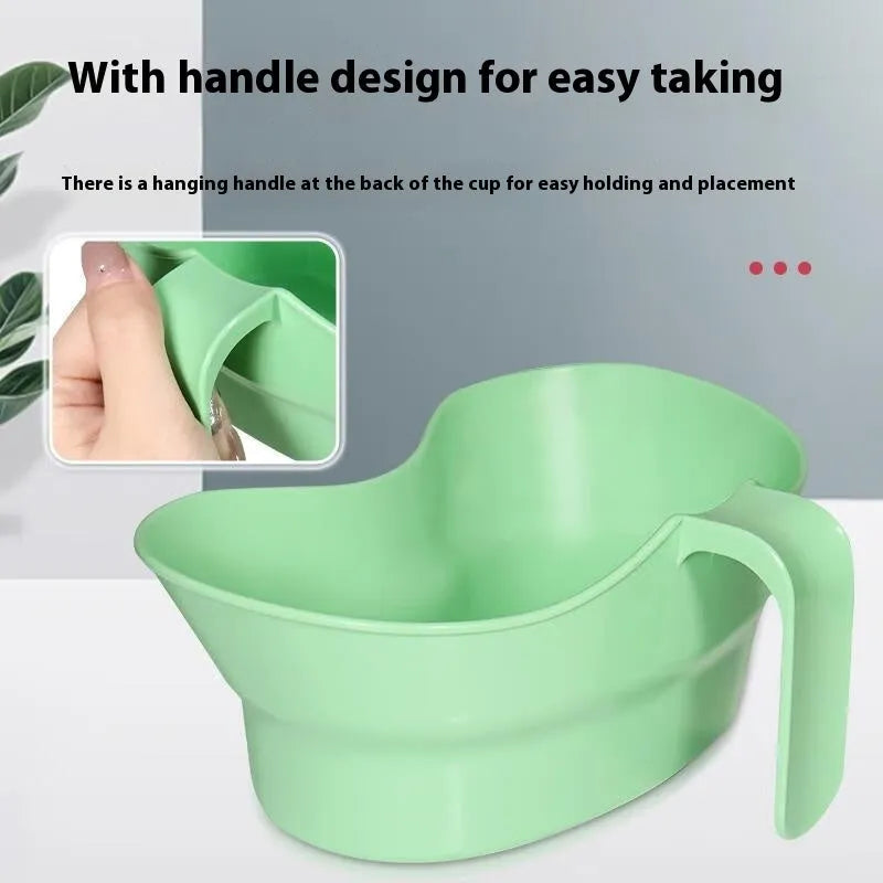 Green plastic elderly gargle cup with angled spout for bedridden oral care washing