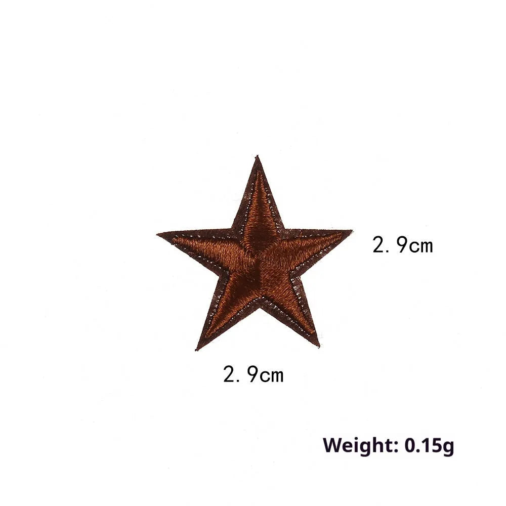 Colourful five-pointed star embroidery patches and cloth stickers for DIY clothing decoration.