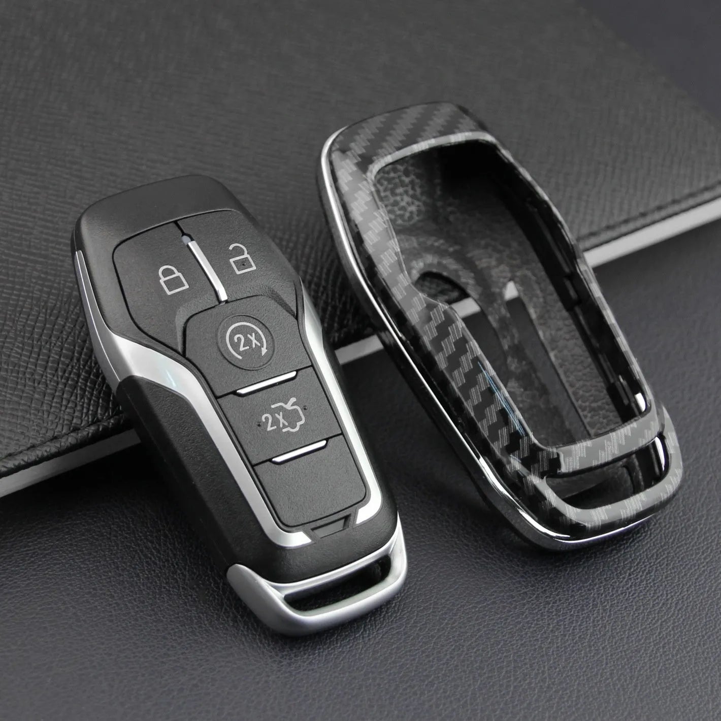 Plastic remote control protective shell for car keys in single shell design.