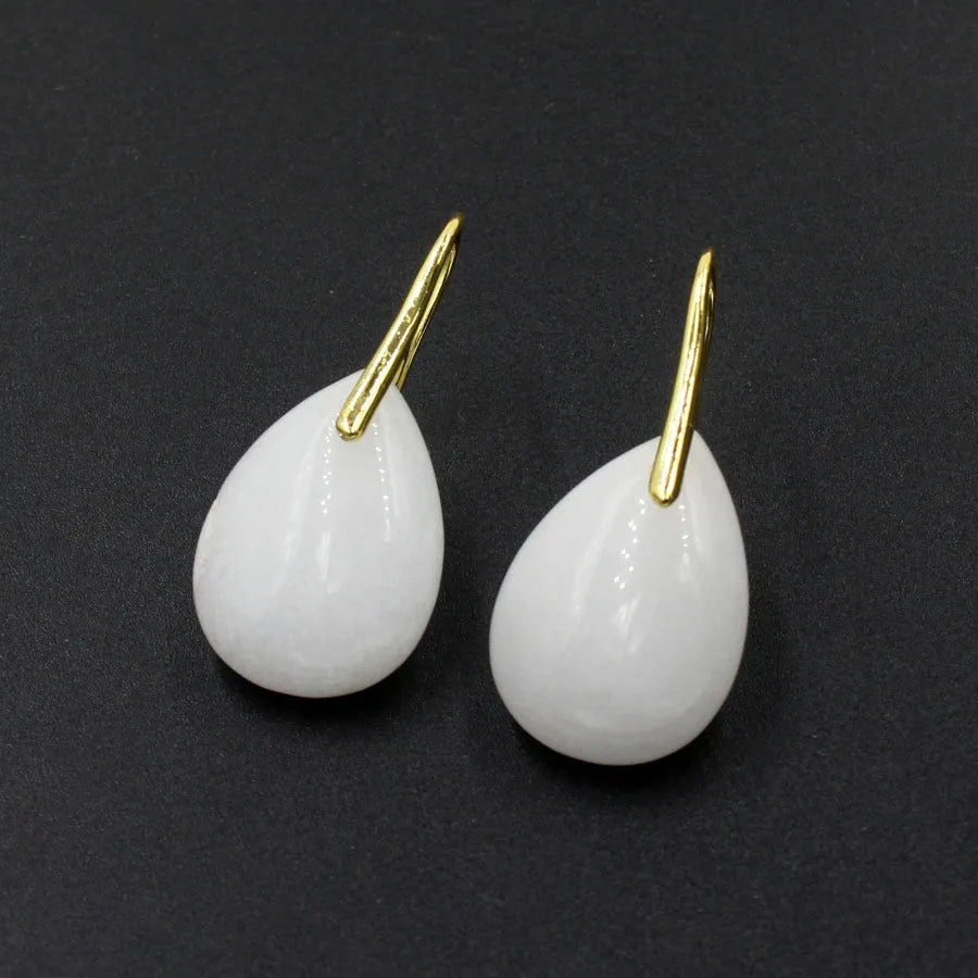 Crystal geometric water drop earrings in multiple colour options with electroplated finish