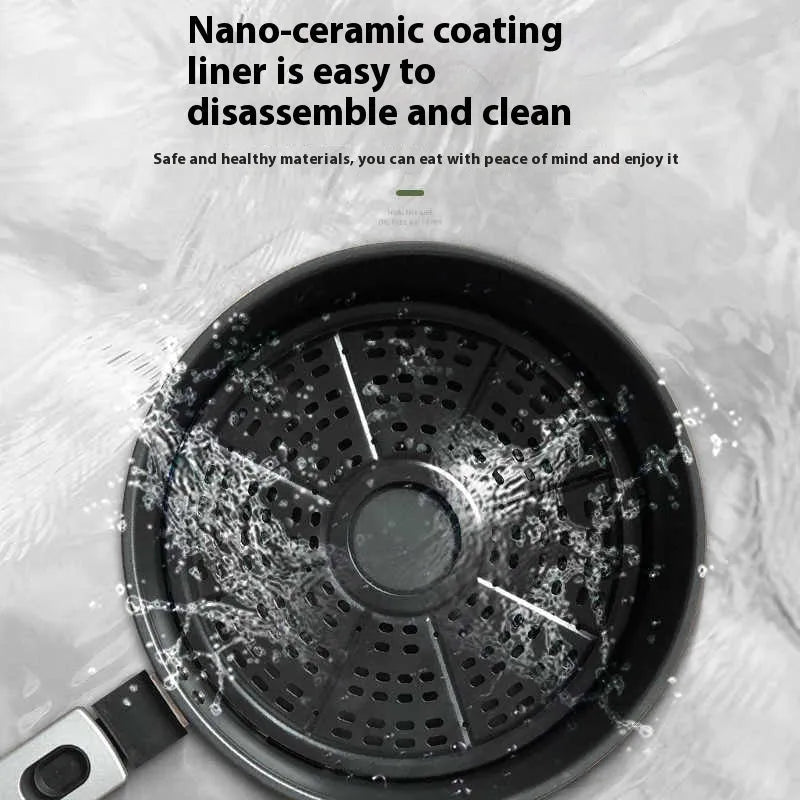 8-litre visible air fryer oven with nano-ceramic cooking basket and mechanical button controls