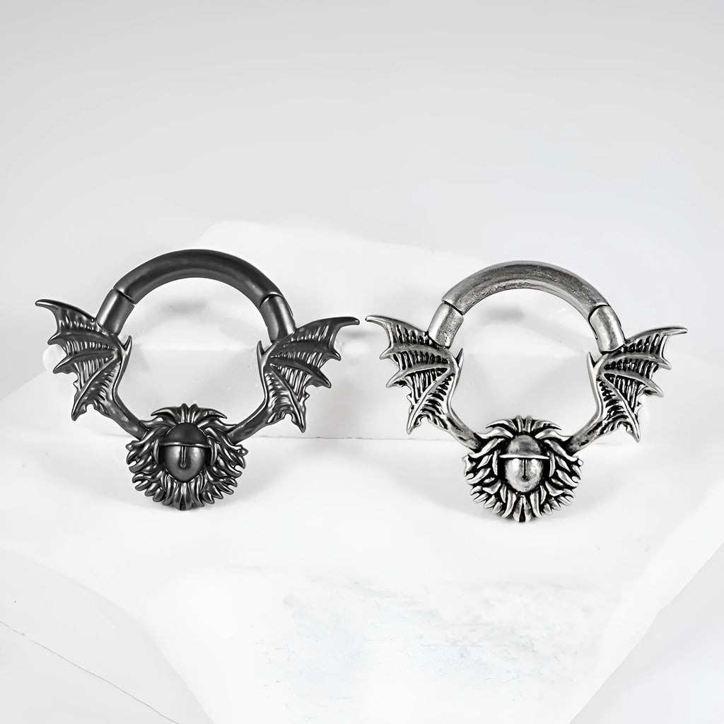 Copper magnetic ear extender jewellery with geometric sharp cone design on ear