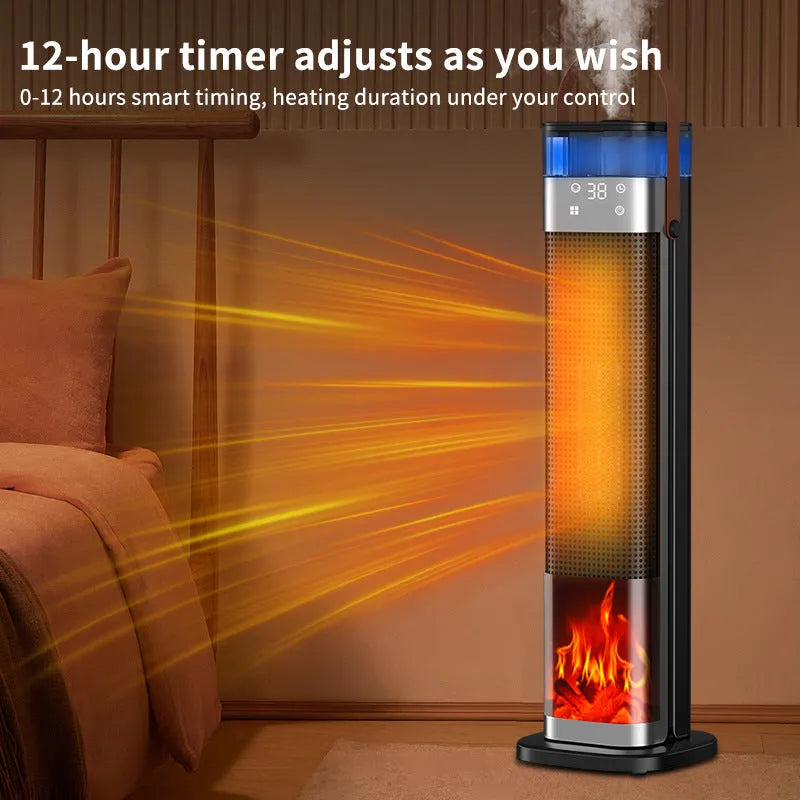 Vertical intelligent heater with humidification and voice control, dimensions 16x16x52.6cm
