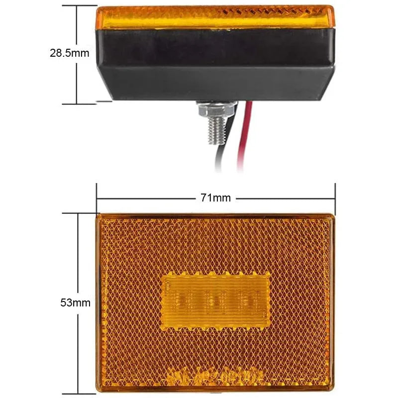 LED trailer side signal clearance width lamp with transparent UV PC cover and 19cm wire