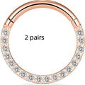 Stainless steel nose ring jewellery set showing multiple size options and colour variations including black, gold, and rose gold finishes