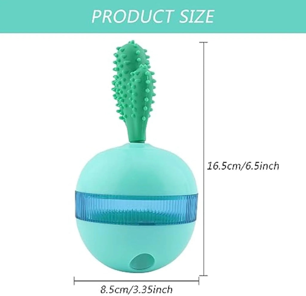Blue durable rubber treat dispensing dog toy with tumble ball design for medium and large dogs