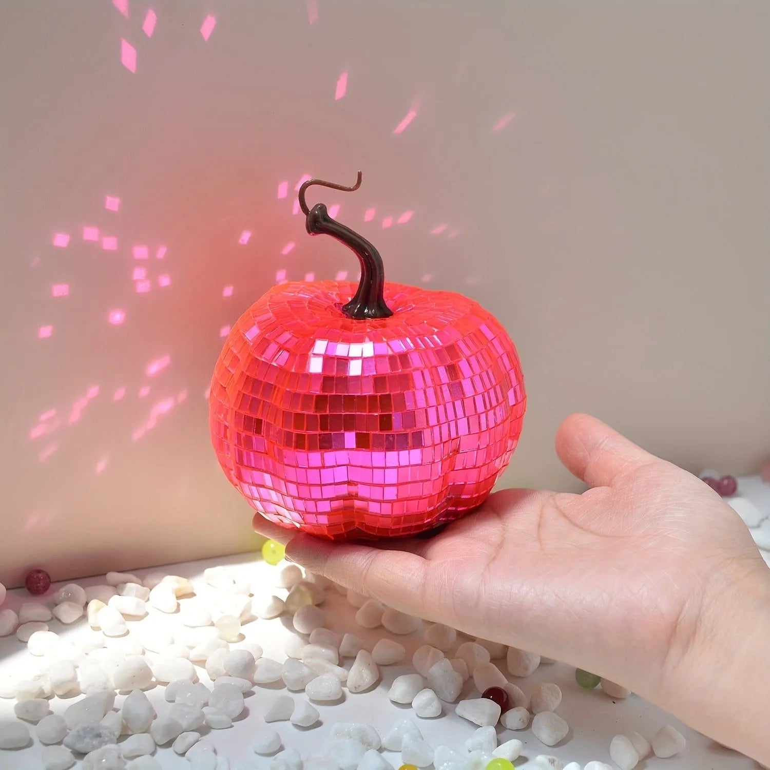 Chinese style glass Halloween pumpkin mirror decoration in multiple sizes