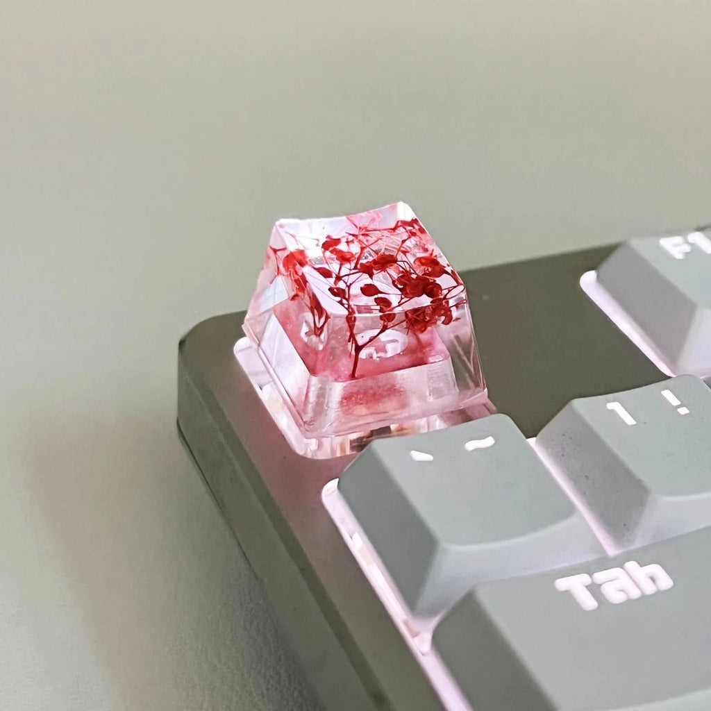 High transparency starry sky design resin keycap for mechanical keyboards in green colour