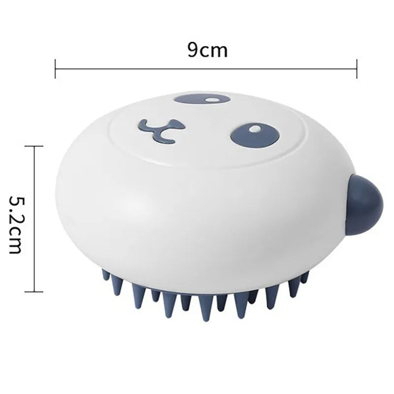 Panda-shaped silicone pet bath brush for cats and dogs with integrated handle