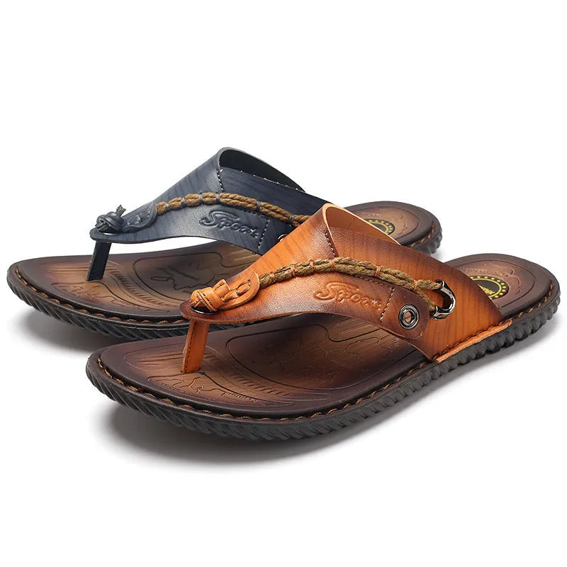 Men's plus size herringbone outdoor slippers in dark blue with rubber sole