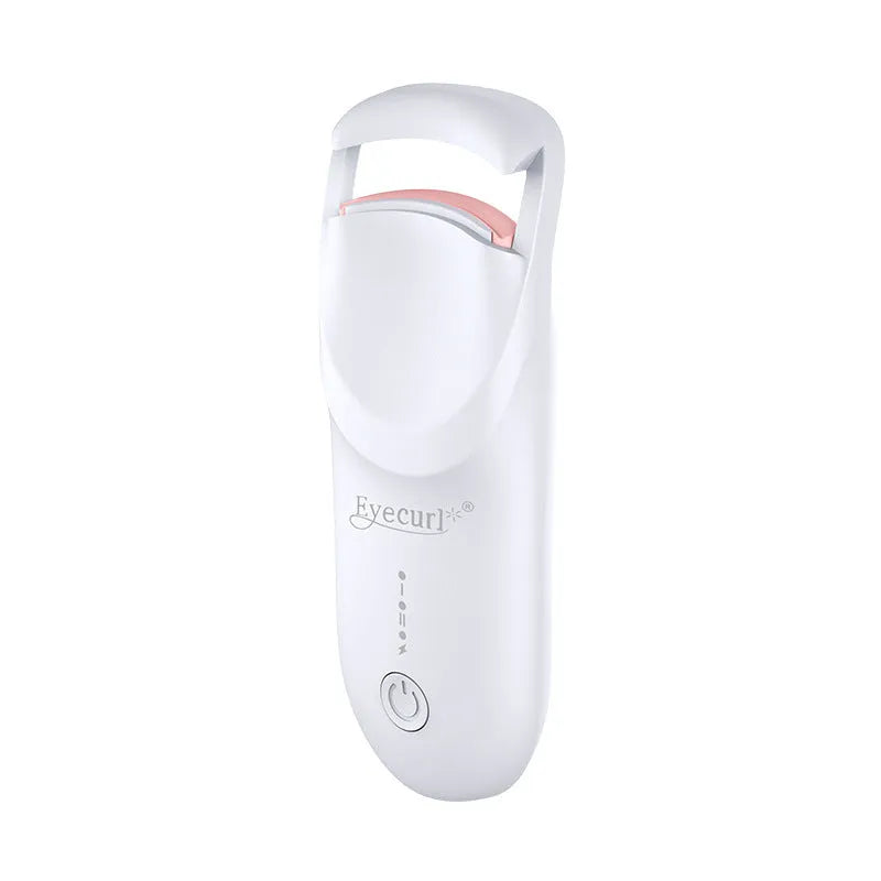 Plastic electric heating eyelash curler with USB cable in cream white, maca pink, or vanilla apricot colour