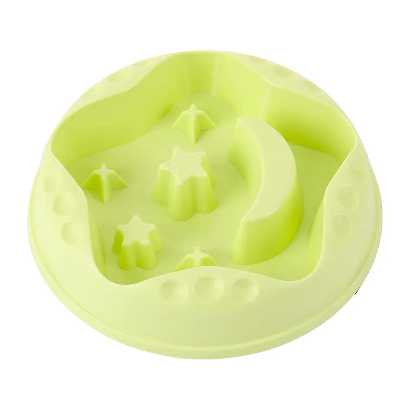 Blue Moon Star Wings pet slow feed bowl with raised centre and non-slip base.