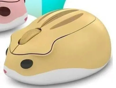 Hamster wireless mute mouse in gray, pink, or yellow colour options