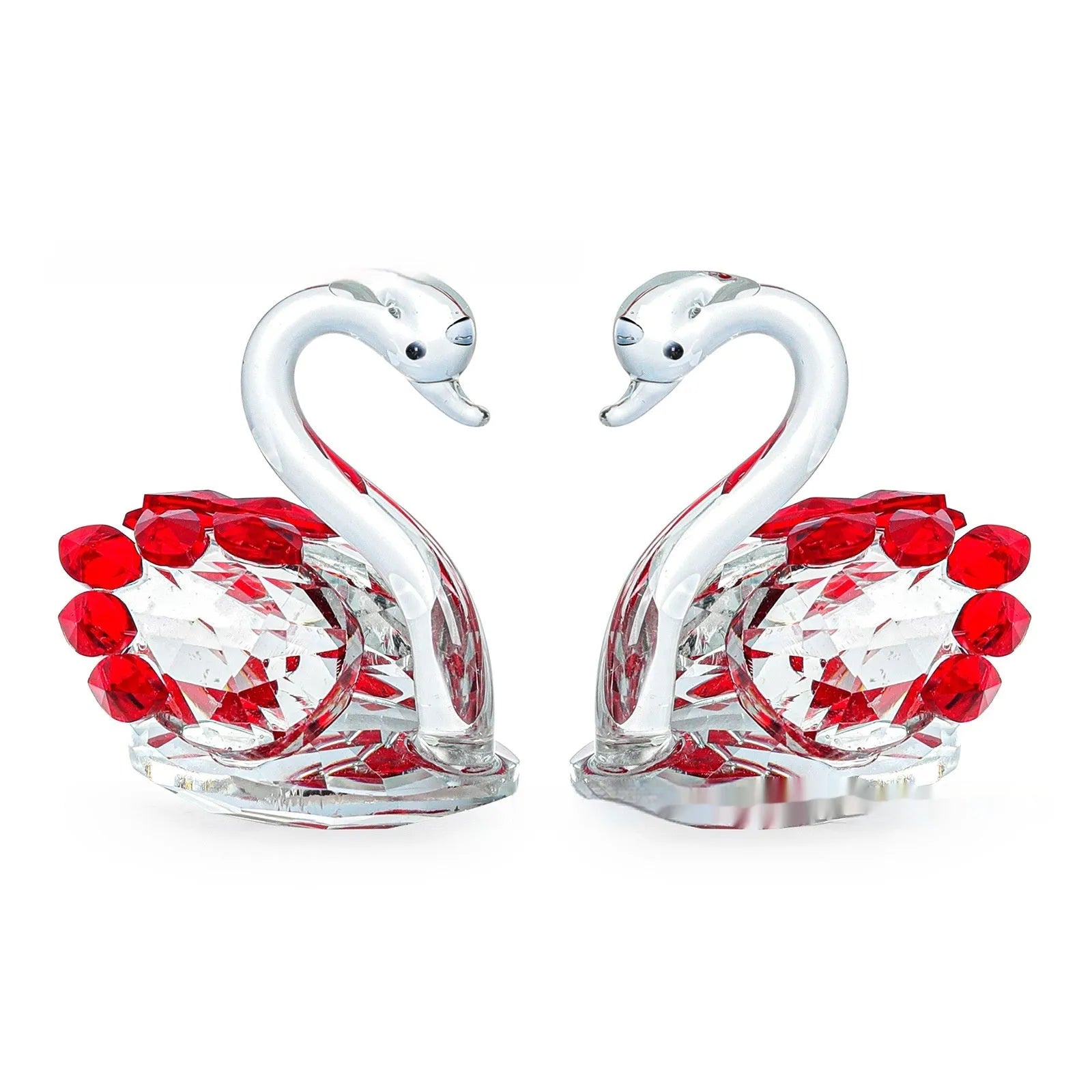 White crystal swan ornament in modern style with solid head or empty pipe construction options