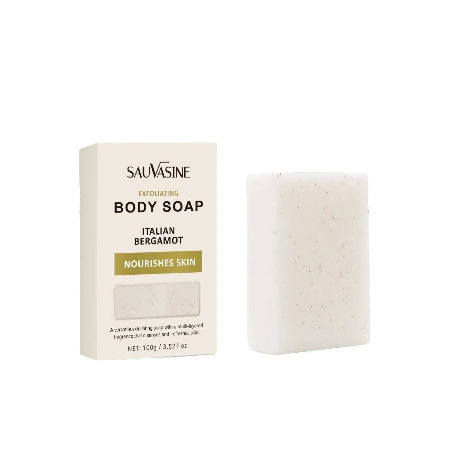 Exfoliating body soap bar with manual scrub action for adult skincare