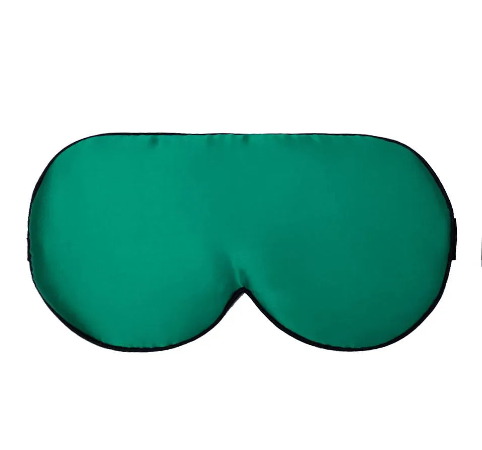 Double-sided mulberry silk sleep mask showing embroidered print in a selection of its 22 colour options.
