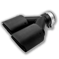 Black carbon fibre double outlet car exhaust pipe silencer nozzle measuring 250mm for vehicle modifications