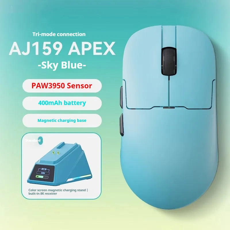 AJ159 three-mode gaming mouse in various colours with compact ergonomic design
