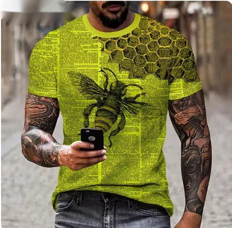 Men's grey t-shirt featuring a large, detailed 3D lion face print on the front.