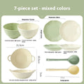 Solid colour modern ceramic tableware set of seven pieces in a gift box.