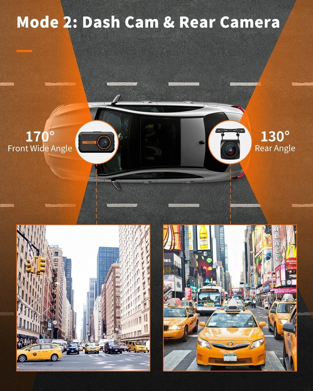 ThiEYE dual dash cam unit with 3-inch screen, rear waterproof camera, mounts, and installation accessories on a table.