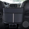Black sports carbon fibre pattern leather car seat storage bag measuring 38cm wide