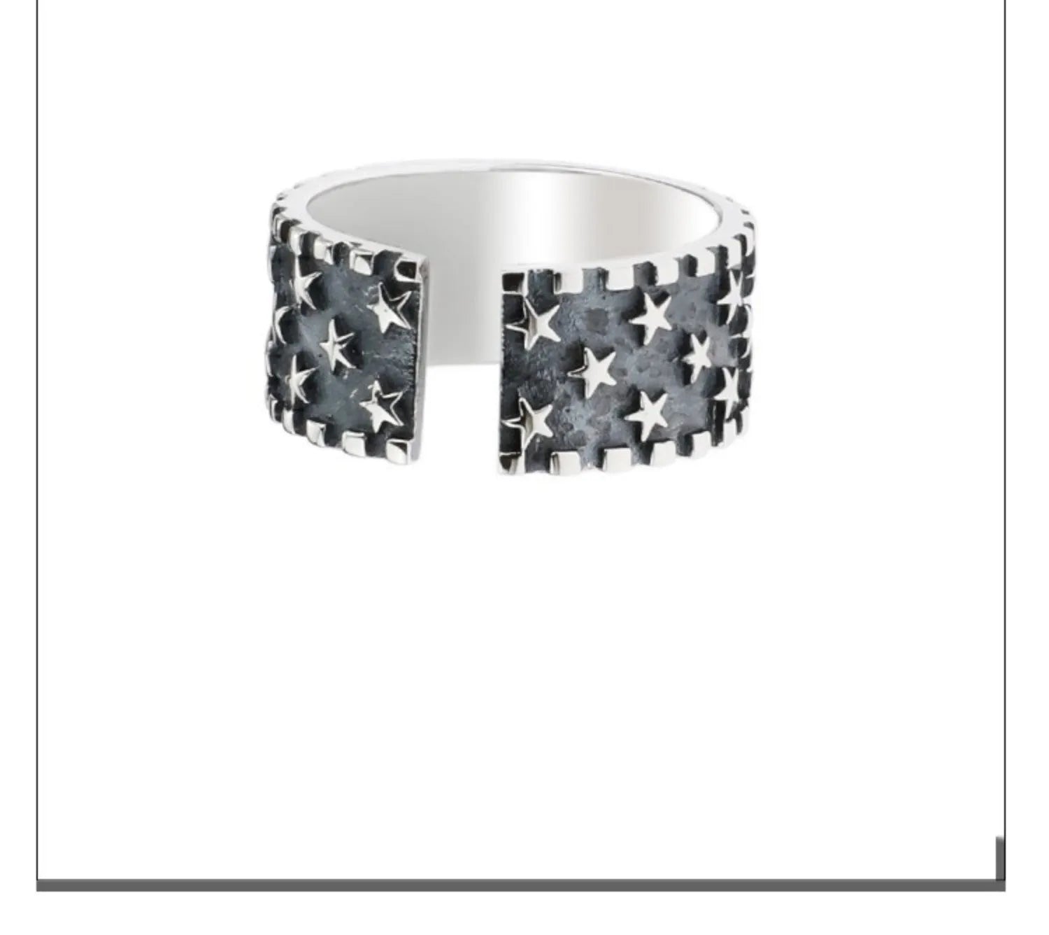 925 silver geometric five-pointed star ring with adjustable opening for men and women