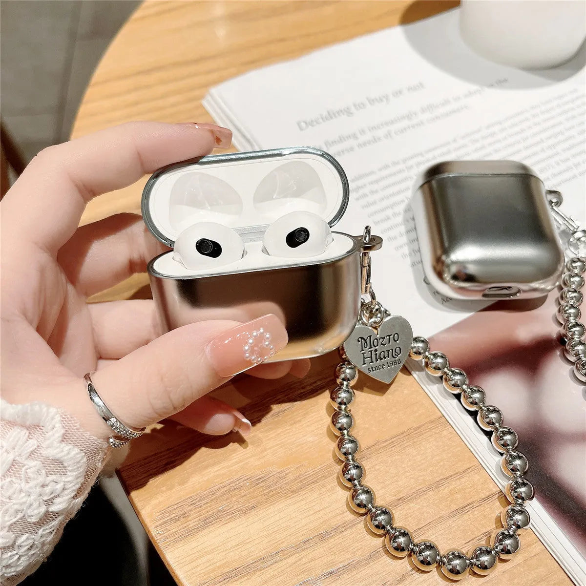 Matte plating TPU protective case with bracelet for Apple AirPods 1st, 2nd, 3rd, 4th generation and AirPods Pro.