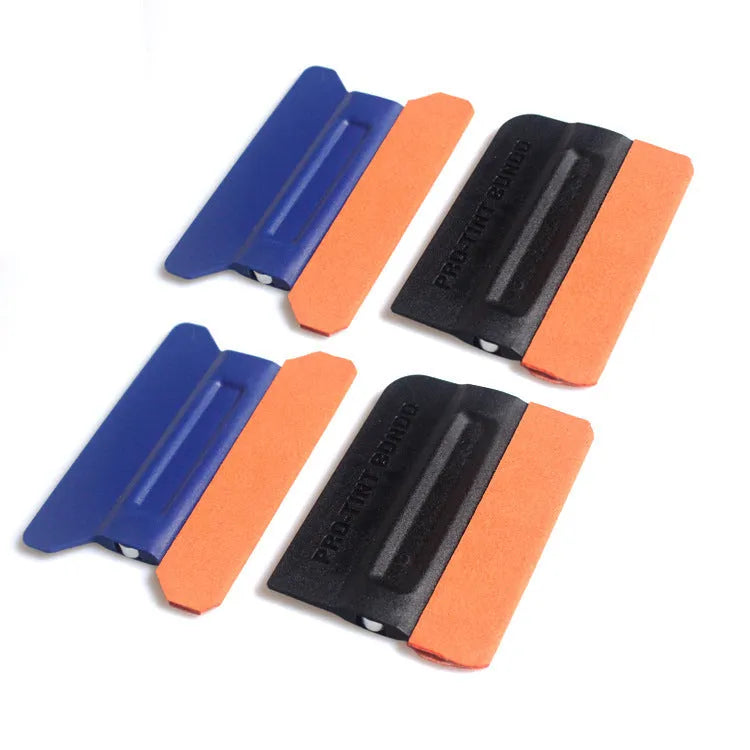 Car film scraper tool with ABS plastic handle and a choice of deerskin or wool scraping surface
