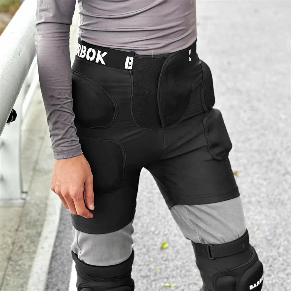 Black hip pad protection pants with NBR padding for roller skating and skateboard safety