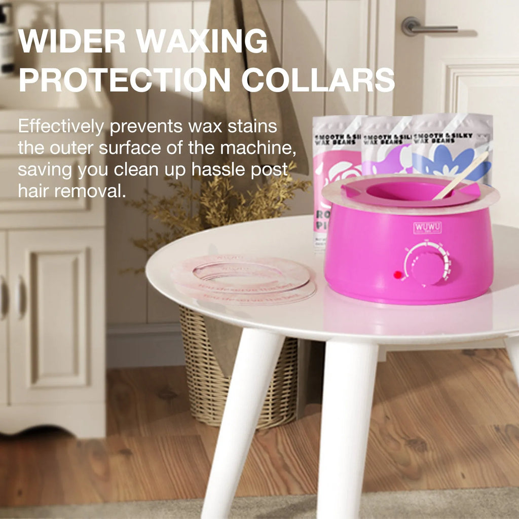 52-piece professional waxing kit showing hard wax beans, wax warmer, application sticks, post-care lotion and ice masks for sensitive skin hair removal.
