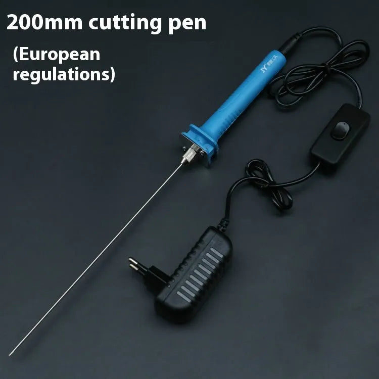 Blue electric heating cutter with plastic handle for cutting foam polystyrene and pearl cotton boards