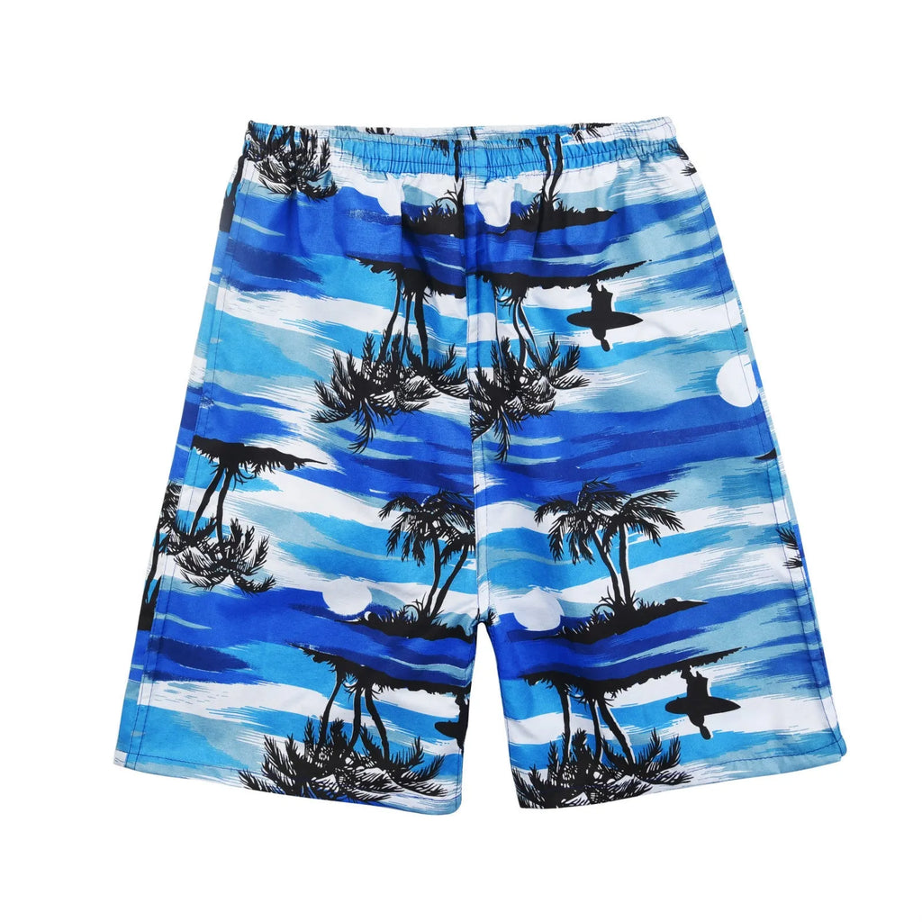 Men's floral printed swimming trunks in free size with polyester fabric construction