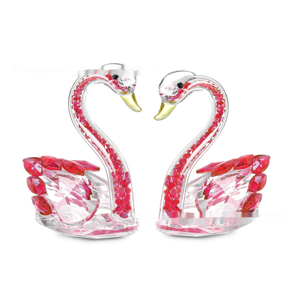 White crystal swan ornament in modern style with solid head or empty pipe construction options