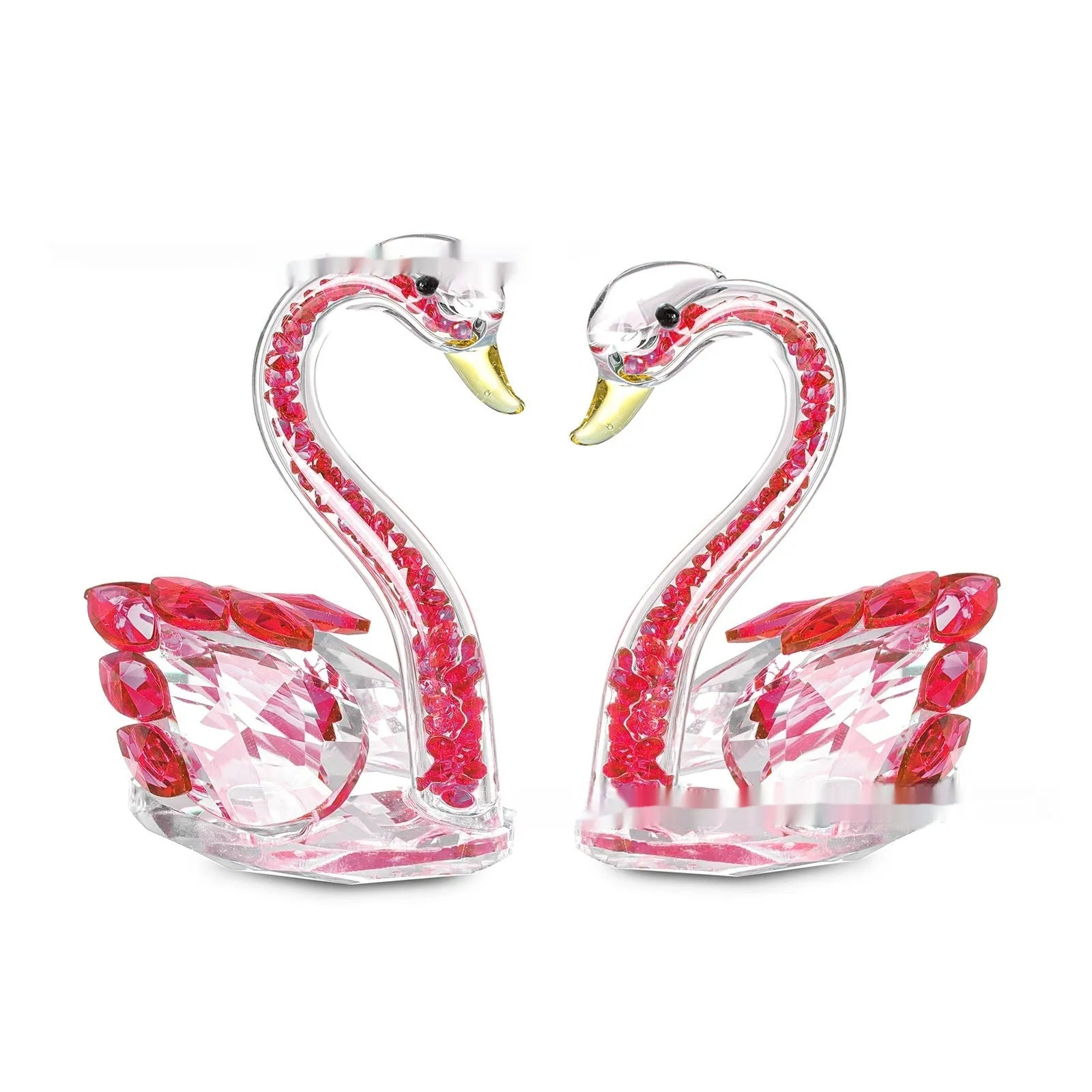 White crystal swan ornament in modern style with solid head or empty pipe construction options