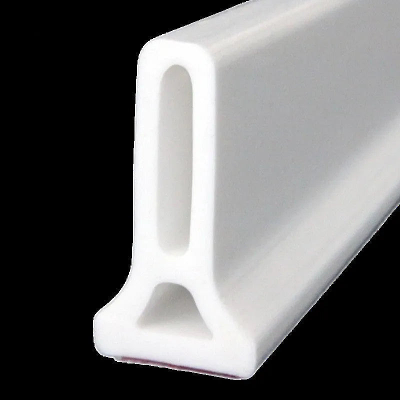 Flexible silicone bathroom water blocking strip in white, black, and grey colour options