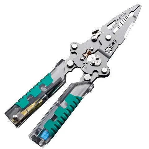 Thickened electric pointed pliers wire stripper body with Luo Ni steel cutting edge and rust prevention, available in 215mm and 225mm lengths.