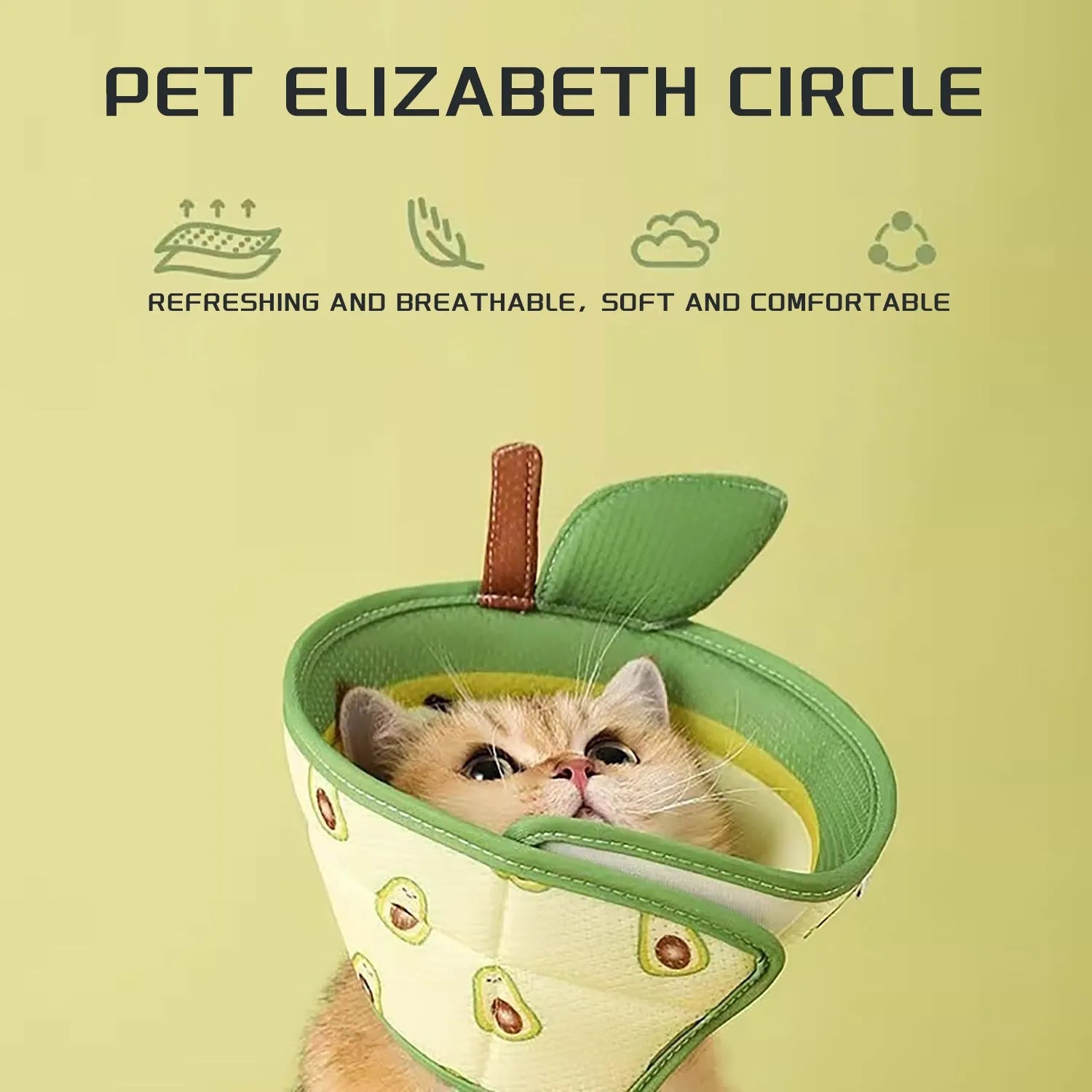 Soft grey EPE cat recovery cone collar with adjustable white strap, shown on a table.